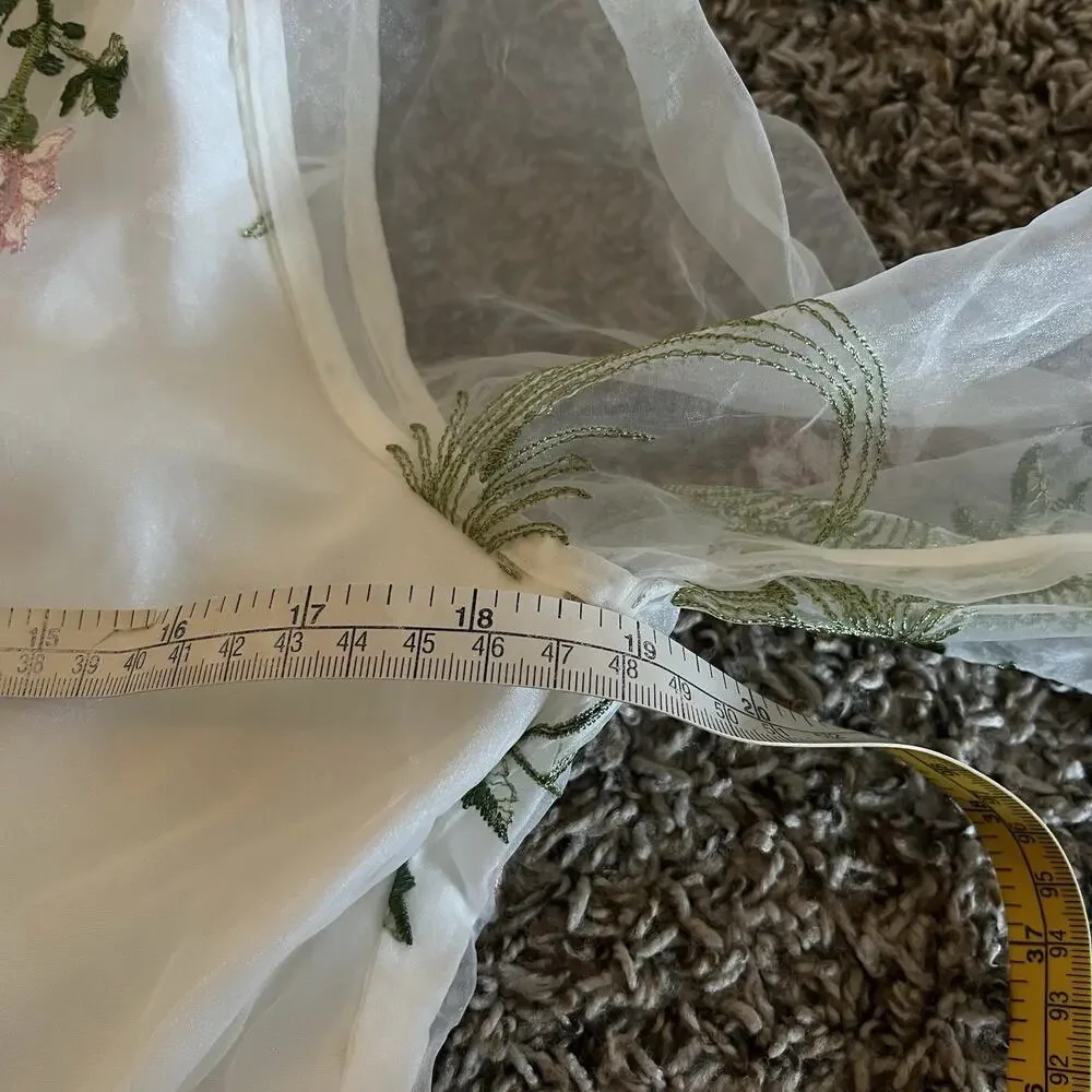 Foral Embroidery Mesh Dress Fairytale Cottage Core Fit M - Picture 7 of 8